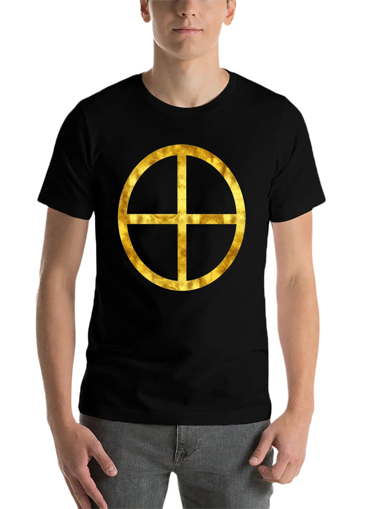 Golden Earth Symbol Unisex Casual T-Shirt – Clean Design For Daily Comfort
