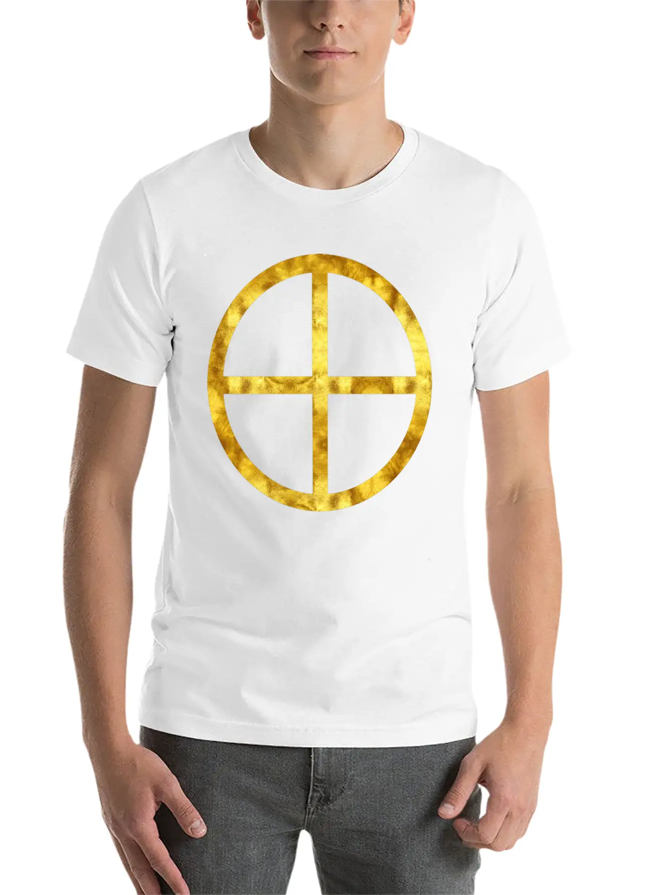 Golden Earth Symbol Unisex Casual T-Shirt – Clean Design For Daily Comfort