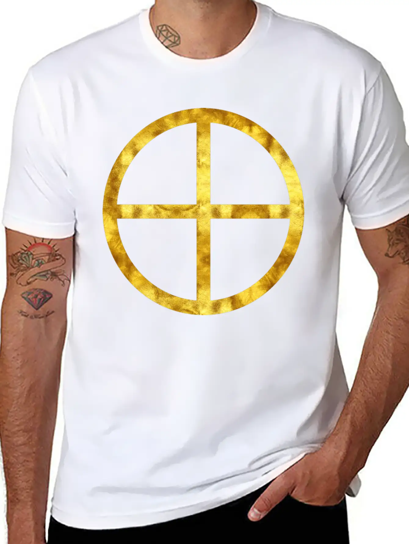 Golden Earth Symbol Unisex Casual T-Shirt – Clean Design For Daily Comfort