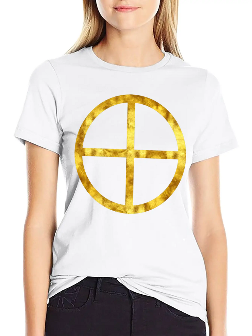 Golden Earth Symbol Unisex Casual T-Shirt – Clean Design For Daily Comfort