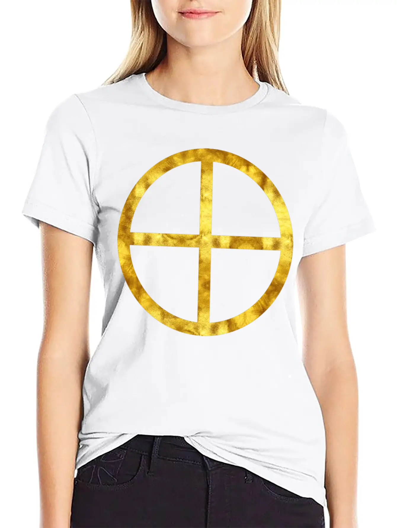 Golden Earth Symbol Unisex Casual T-Shirt – Clean Design For Daily Comfort