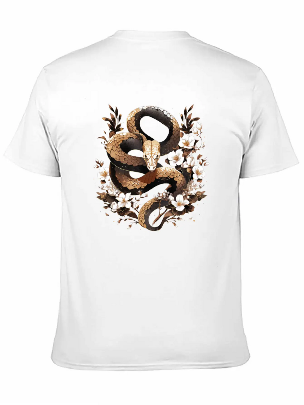 Golden Floral Snake Essential Cotton Tee For Daily Outfits – Unisex Style