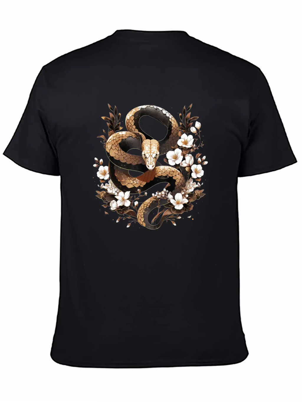 Golden Floral Snake Essential Cotton Tee For Daily Outfits – Unisex Style