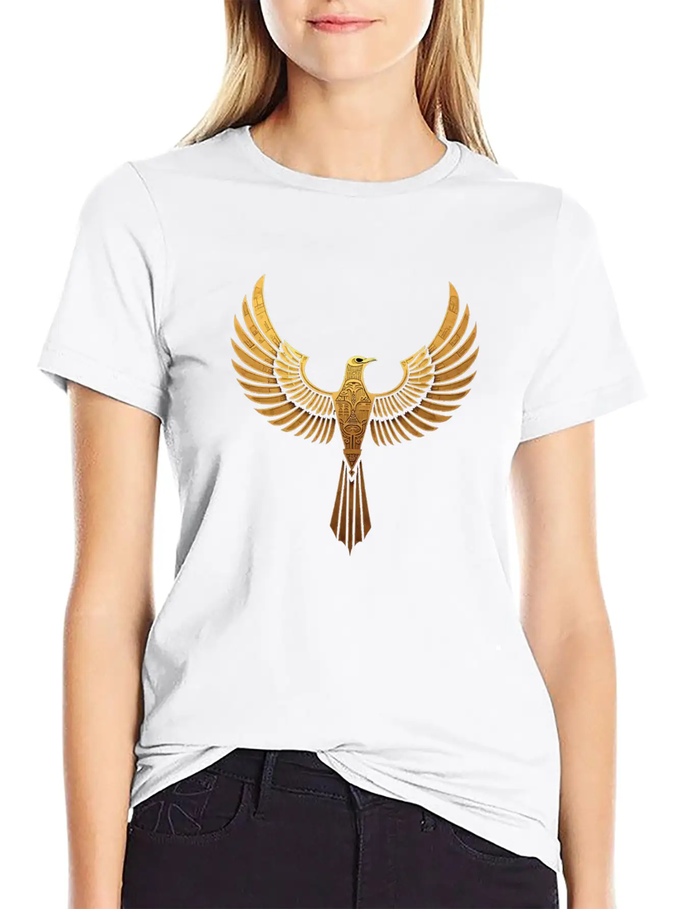 Golden Horus: Wings Of Ancient Egypt Breathable Soft Cotton T-Shirt – Timeless Casual Look
