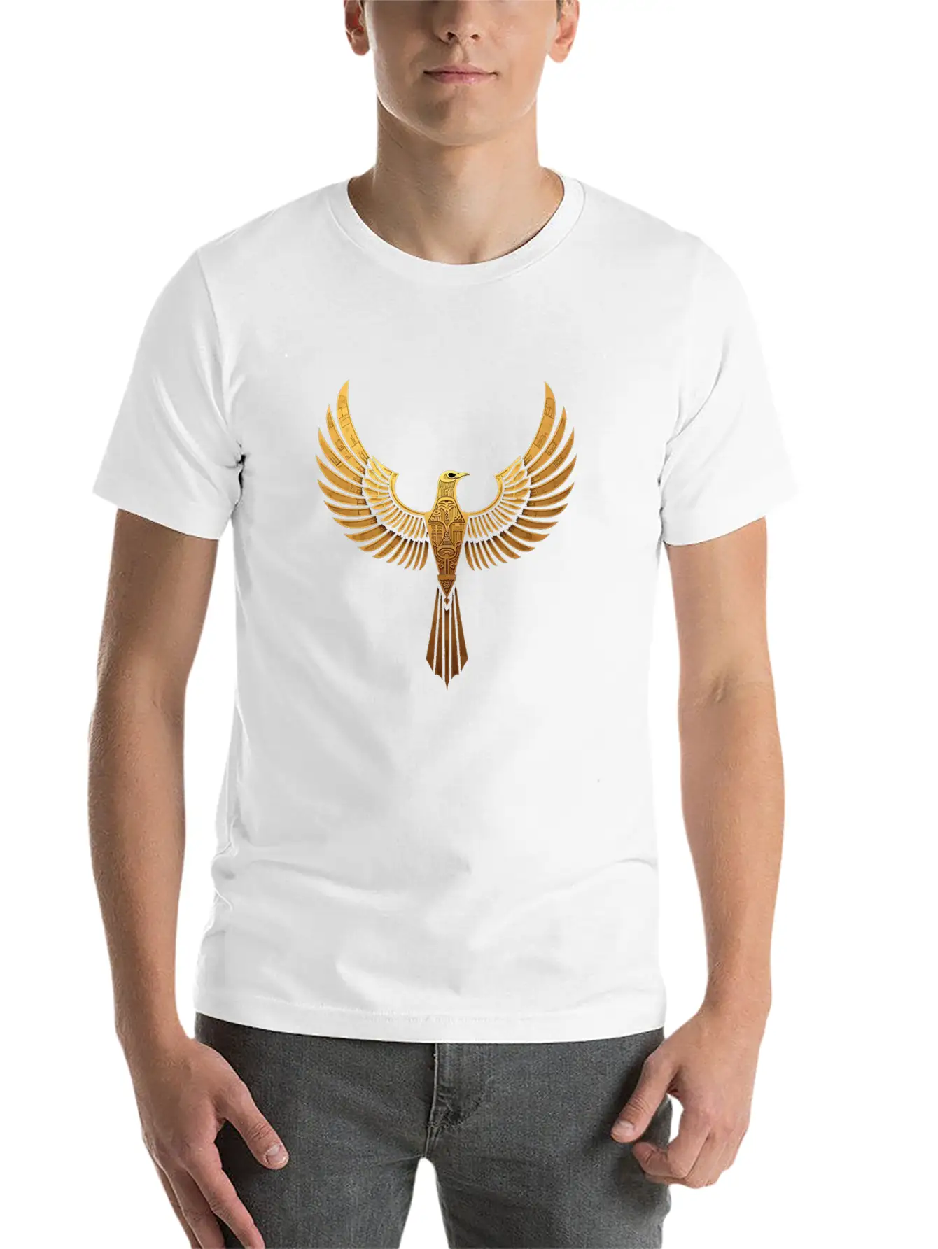 Golden Horus: Wings Of Ancient Egypt Breathable Soft Cotton T-Shirt – Timeless Casual Look
