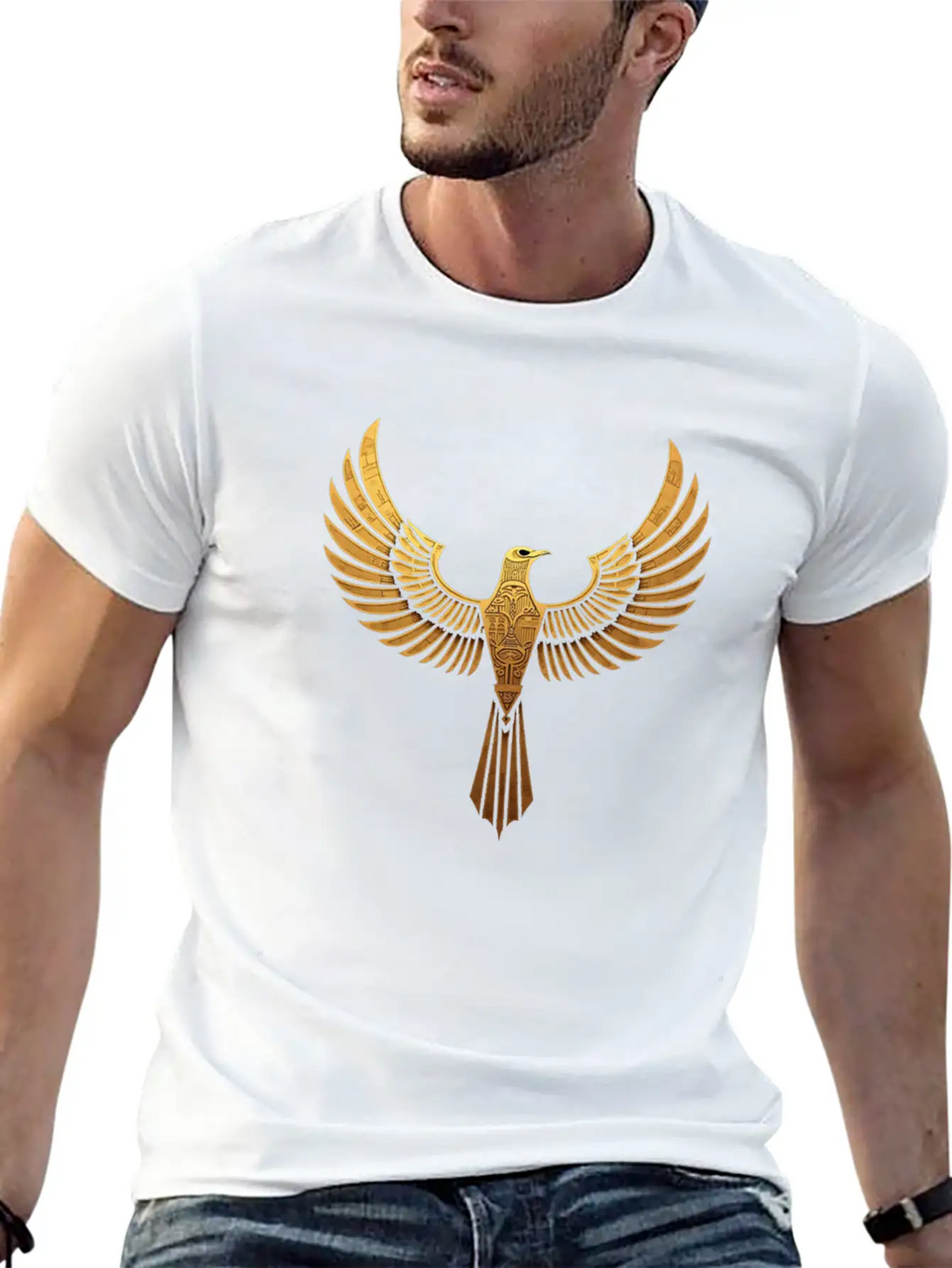 Golden Horus: Wings Of Ancient Egypt Breathable Soft Cotton T-Shirt – Timeless Casual Look