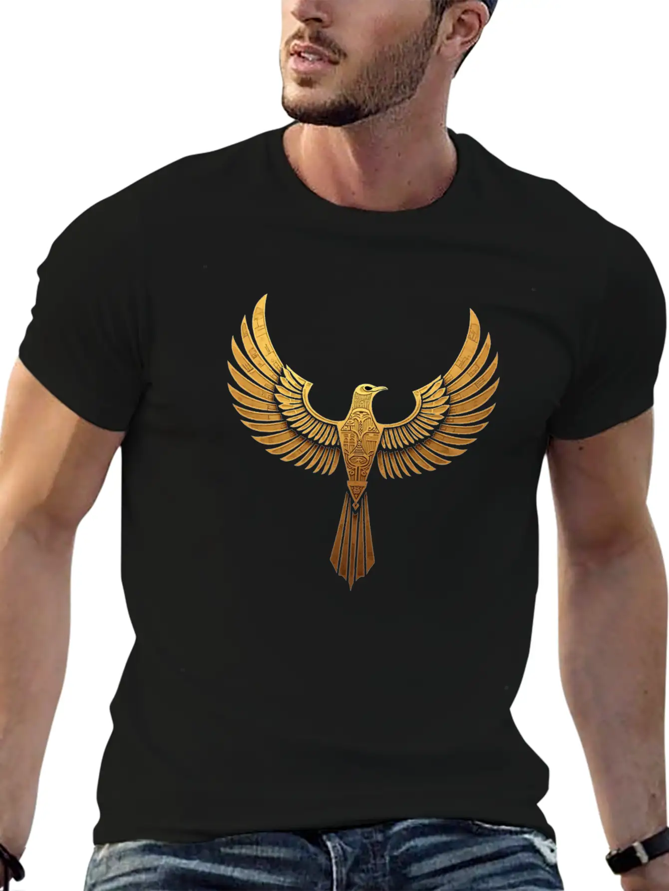 Golden Horus: Wings Of Ancient Egypt Breathable Soft Cotton T-Shirt – Timeless Casual Look