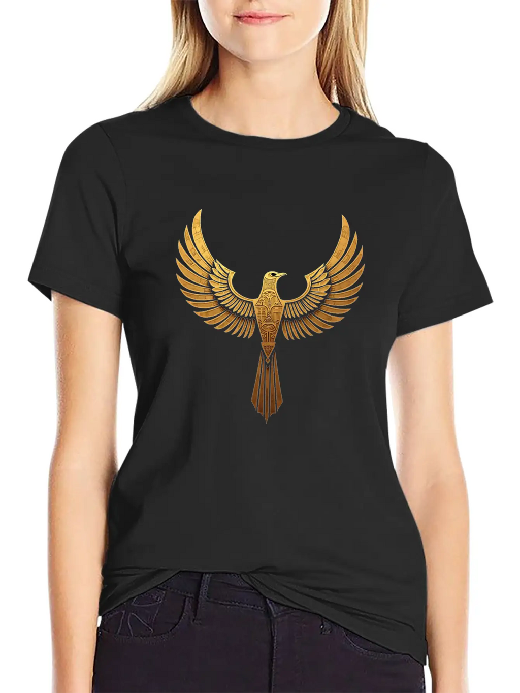 Golden Horus: Wings Of Ancient Egypt Breathable Soft Cotton T-Shirt – Timeless Casual Look