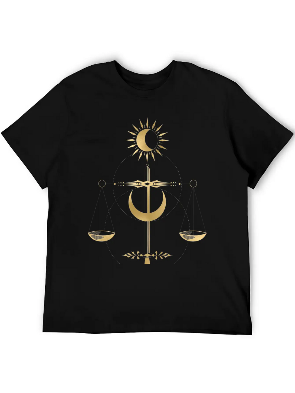 Golden Libra Tarot Style Justice Unisex Casual T-Shirt – Clean Design For Daily Comfort