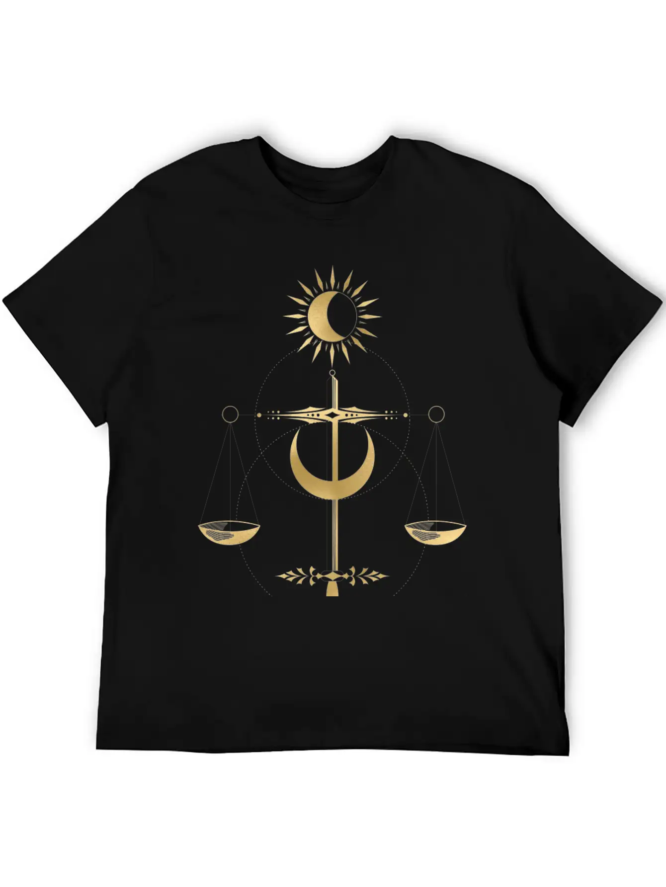 Golden Libra Tarot Style Justice Unisex Casual T-Shirt – Clean Design For Daily Comfort