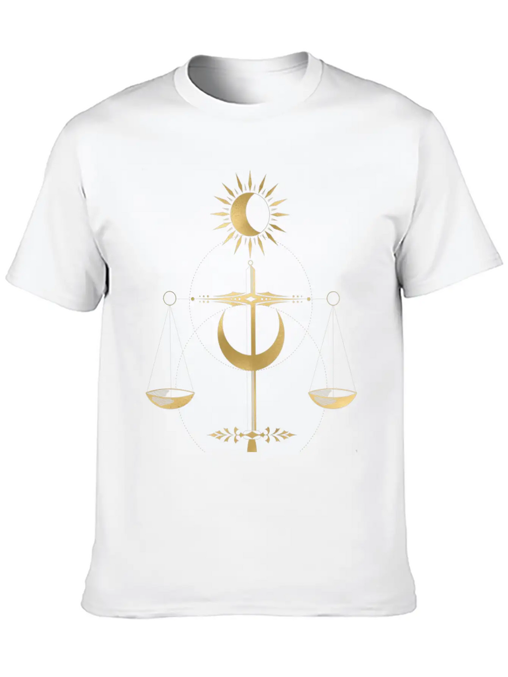 Golden Libra Tarot Style Justice Unisex Casual T-Shirt – Clean Design For Daily Comfort