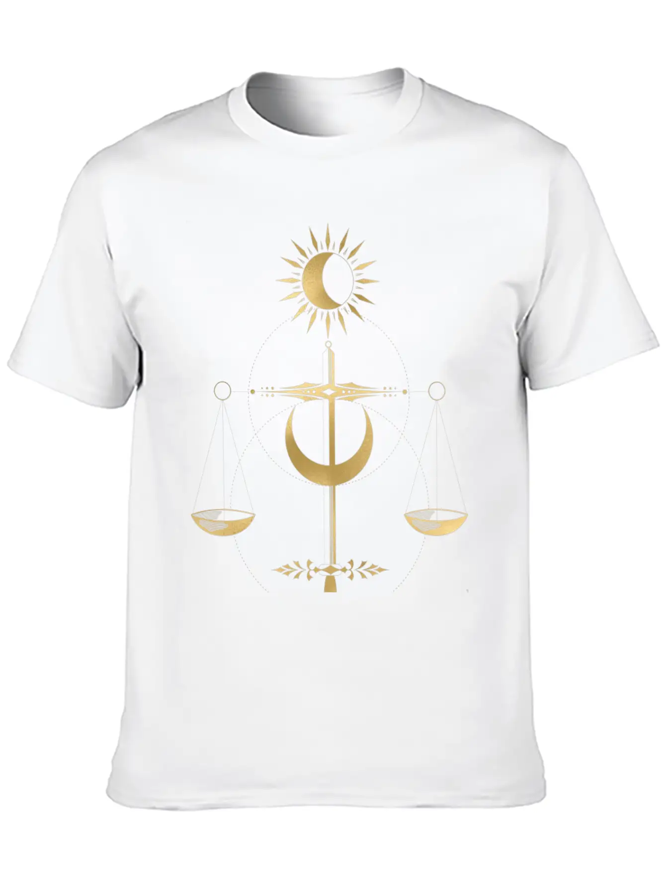 Golden Libra Tarot Style Justice Unisex Casual T-Shirt – Clean Design For Daily Comfort