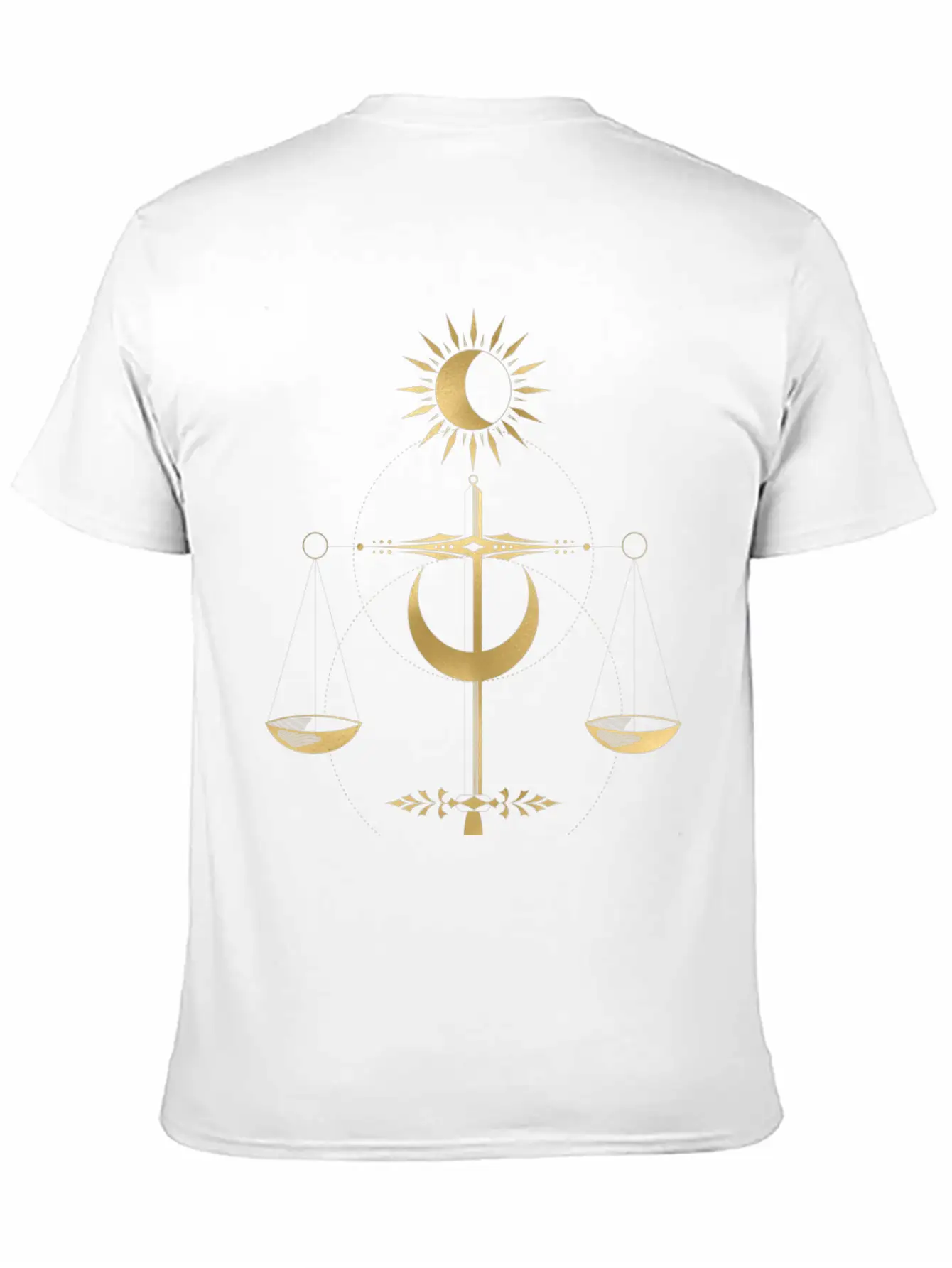 Golden Libra Tarot Style Justice Unisex Casual T-Shirt – Clean Design For Daily Comfort