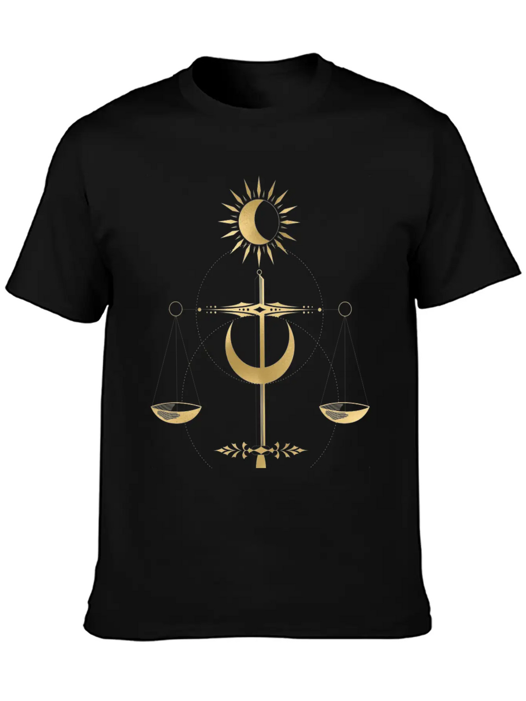 Golden Libra Tarot Style Justice Unisex Casual T-Shirt – Clean Design For Daily Comfort