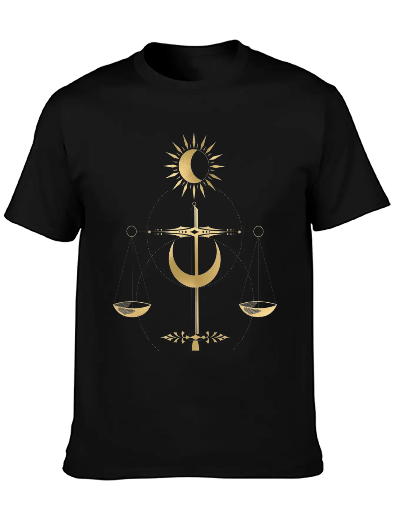 Golden Libra Tarot Style Justice Unisex Casual T-Shirt – Clean Design For Daily Comfort