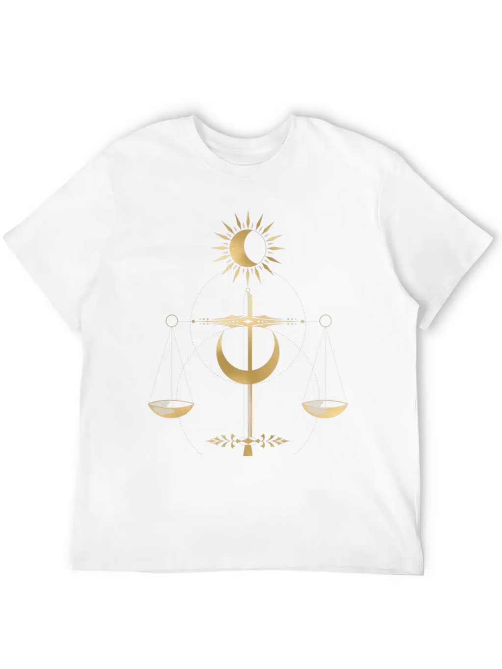 Golden Libra Tarot Style Justice Unisex Casual T-Shirt – Clean Design For Daily Comfort