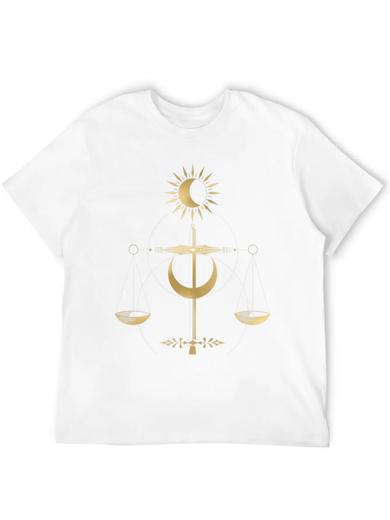 Golden Libra Tarot Style Justice Unisex Casual T-Shirt – Clean Design For Daily Comfort