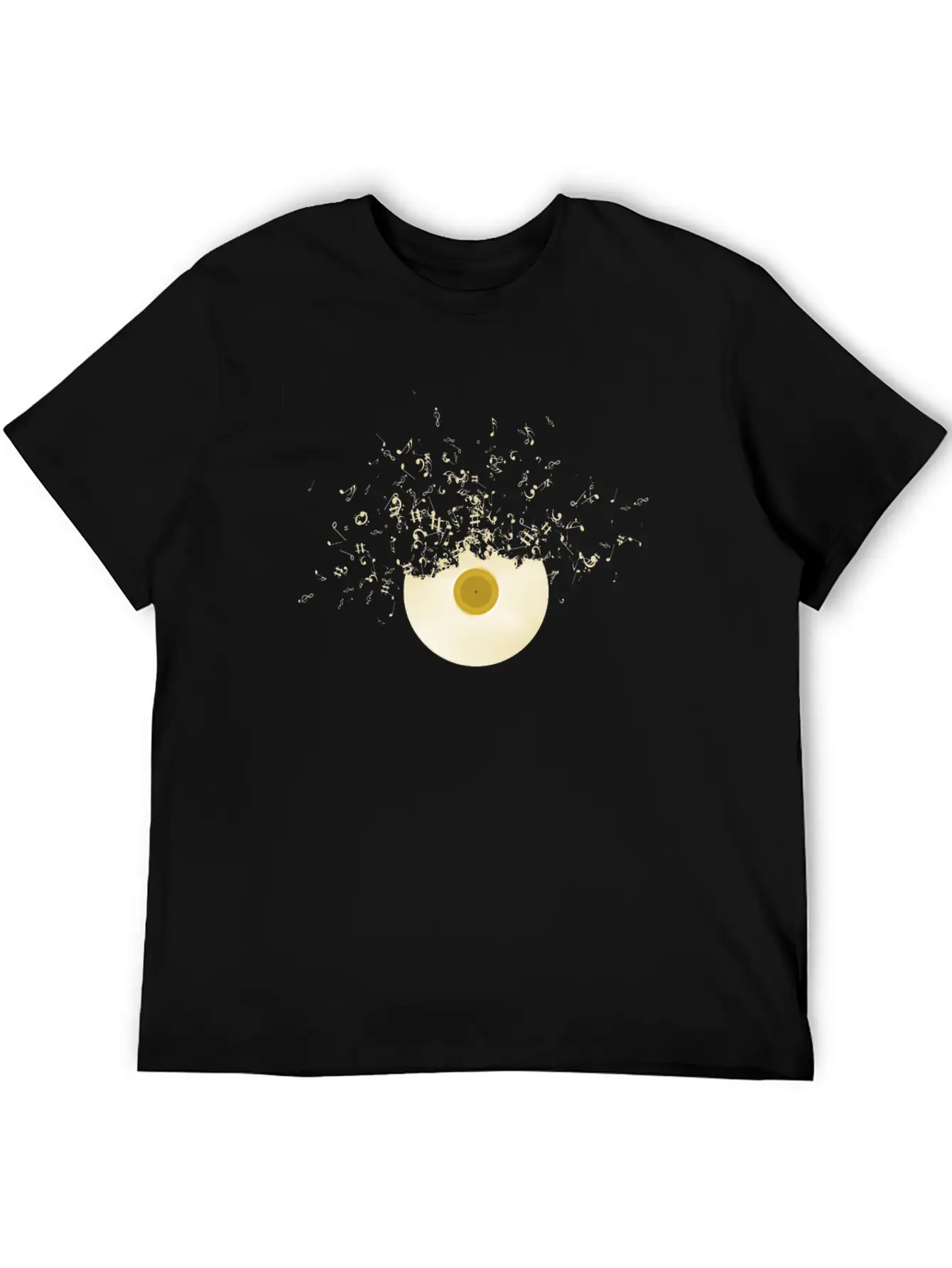 Golden Record Vinyl Music Notes Retro Lifestyle Unisex Casual T-Shirt – Clean Design For Daily Comfort