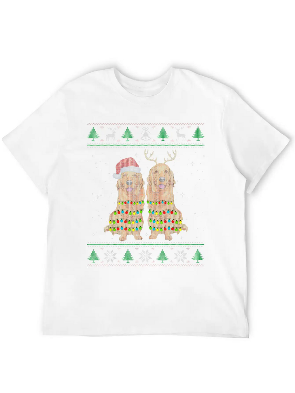 Golden Retriever Ugly Christmas Dog Funny Christma Unisex Short Sleeve Soft Cotton T-Shirt – Casual Everyday Wear