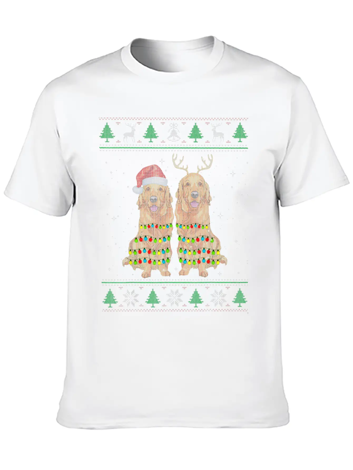 Golden Retriever Ugly Christmas Dog Funny Christma Unisex Short Sleeve Soft Cotton T-Shirt – Casual Everyday Wear
