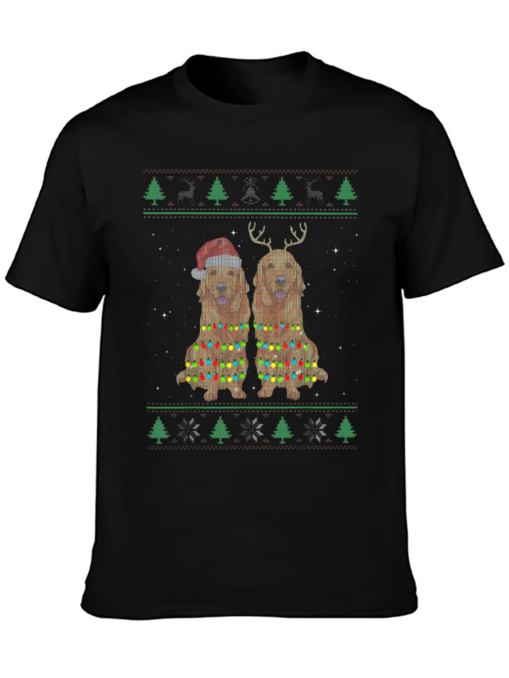 Golden Retriever Ugly Christmas Dog Funny Christma Unisex Short Sleeve Soft Cotton T-Shirt – Casual Everyday Wear