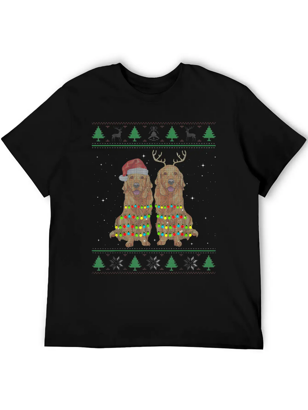 Golden Retriever Ugly Christmas Dog Funny Christma Unisex Short Sleeve Soft Cotton T-Shirt – Casual Everyday Wear