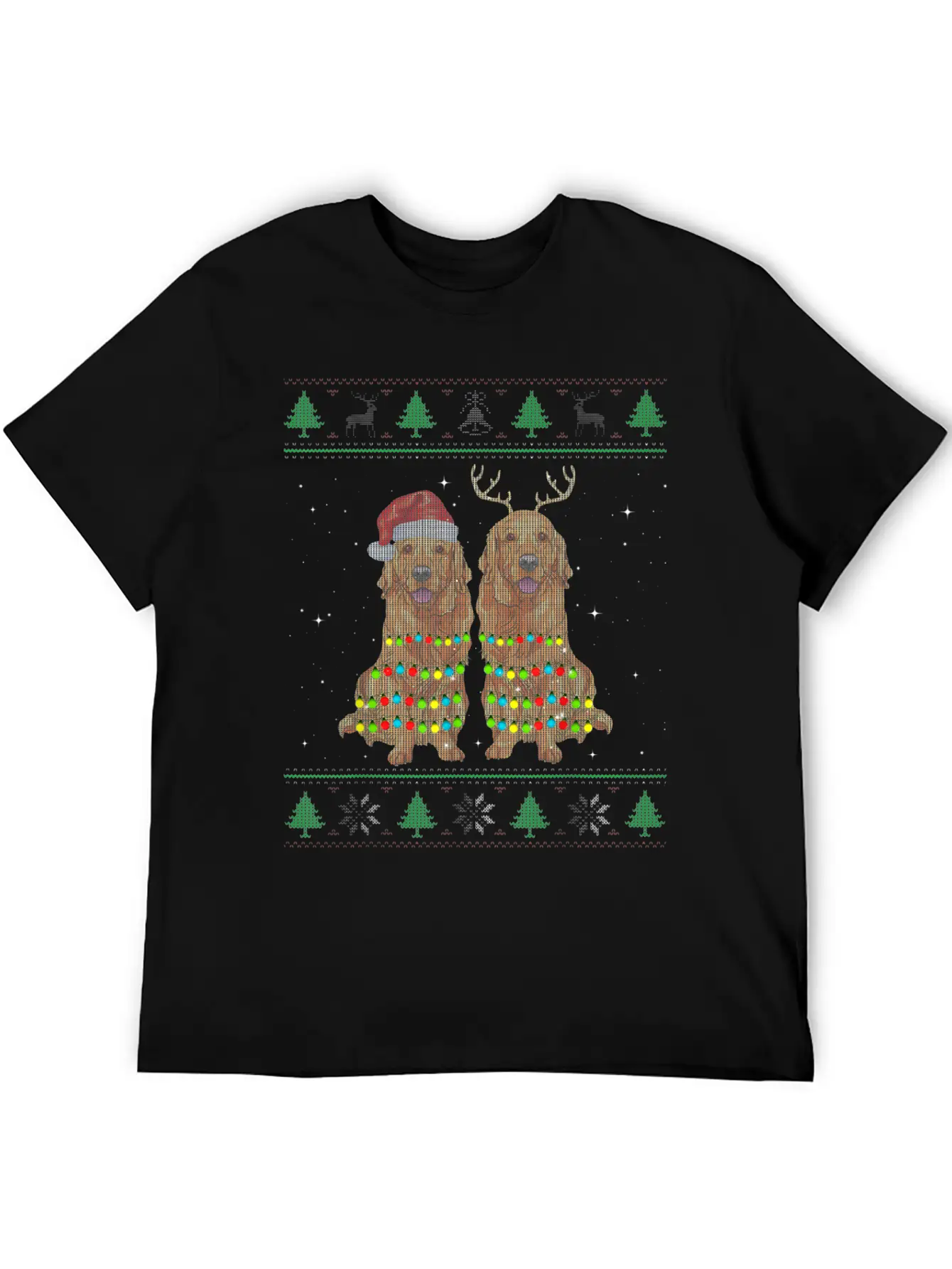 Golden Retriever Ugly Christmas Dog Funny Christma Unisex Short Sleeve Soft Cotton T-Shirt – Casual Everyday Wear