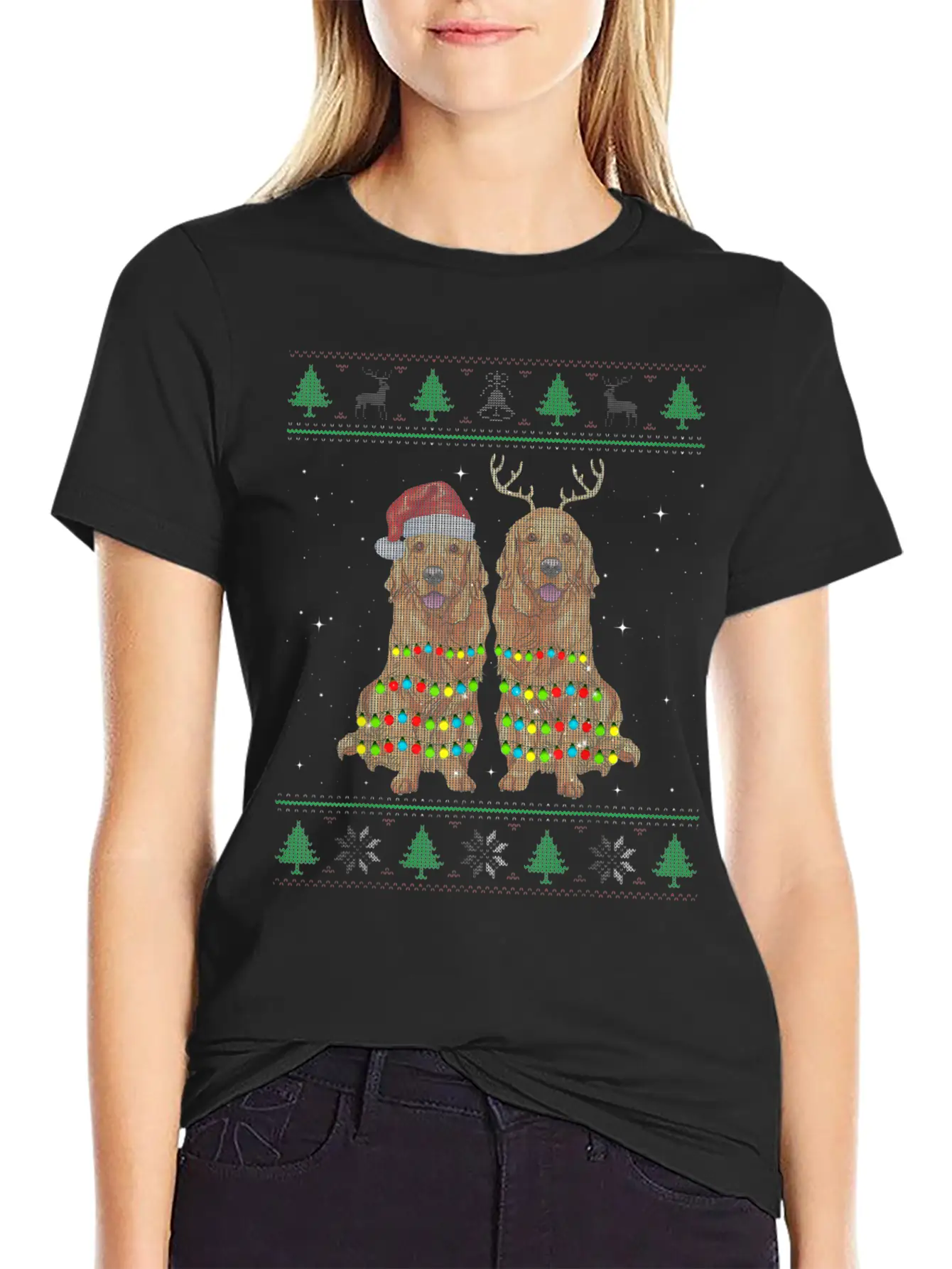 Golden Retriever Ugly Christmas Dog Funny Christma Unisex Short Sleeve Soft Cotton T-Shirt – Casual Everyday Wear