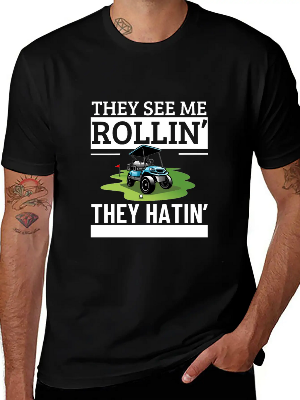 Golf Cart They See Me Rollin They Hatin Funny Essential Cotton Tee For Daily Outfits – Unisex Style
