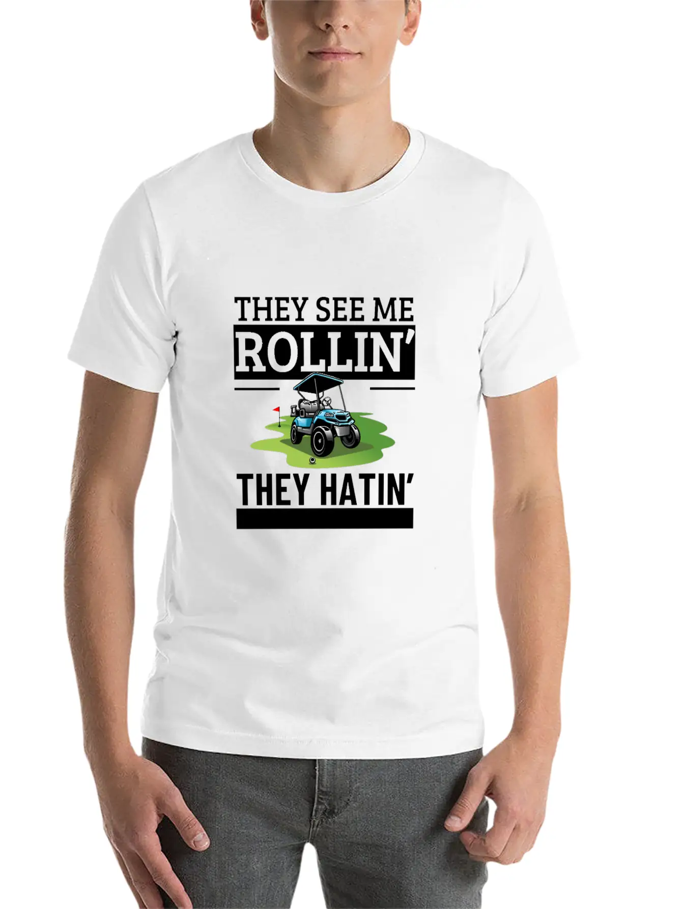 Golf Cart They See Me Rollin They Hatin Funny Essential Cotton Tee For Daily Outfits – Unisex Style