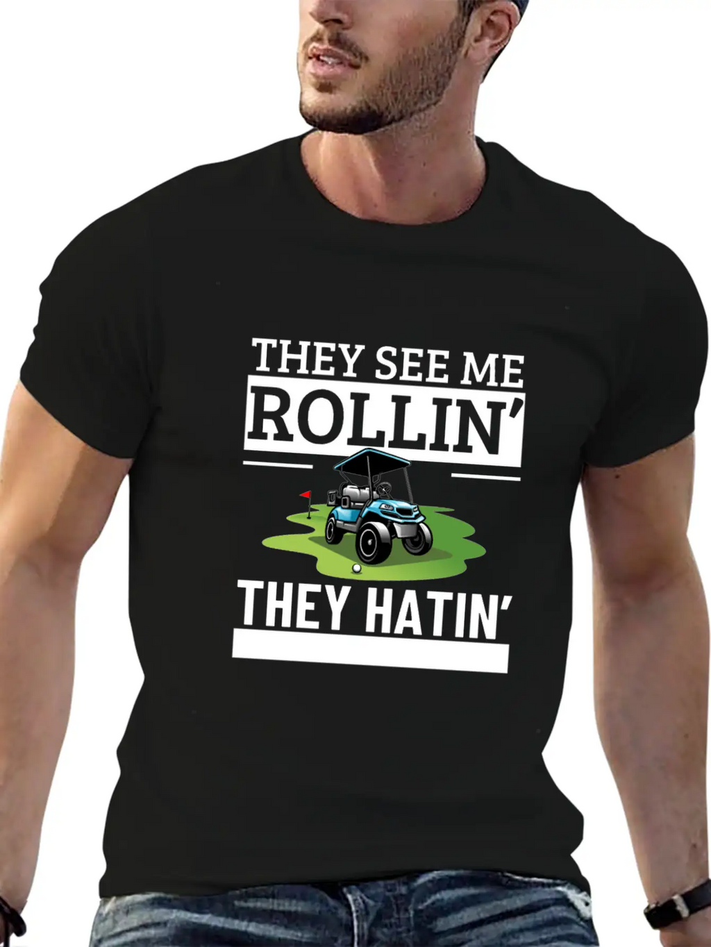 Golf Cart They See Me Rollin They Hatin Funny Essential Cotton Tee For Daily Outfits – Unisex Style