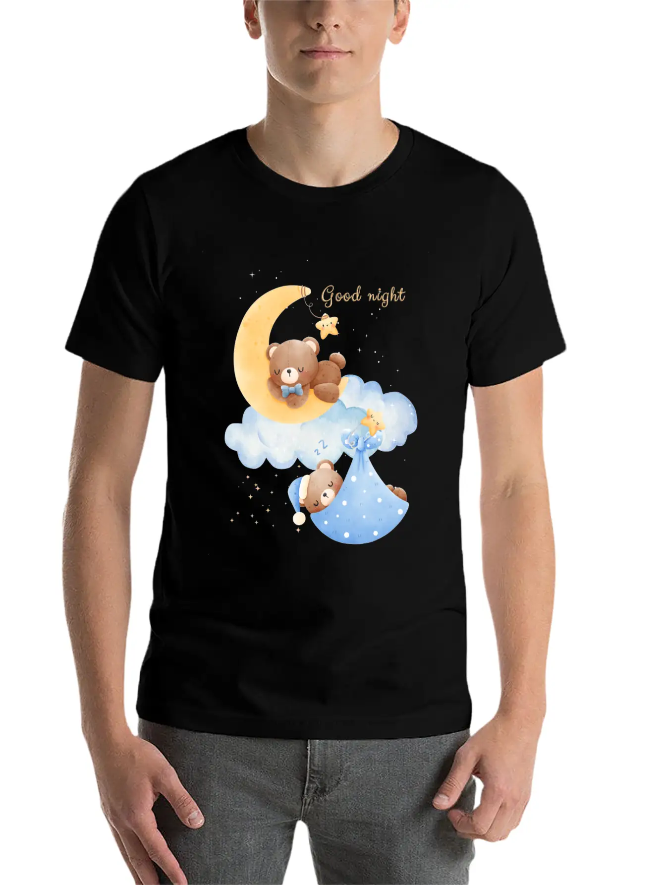 Good Night Bear Unisex Casual T-Shirt – Clean Design For Daily Comfort