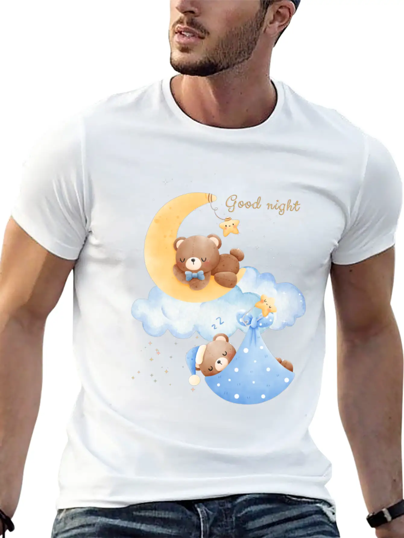 Good Night Bear Unisex Casual T-Shirt – Clean Design For Daily Comfort