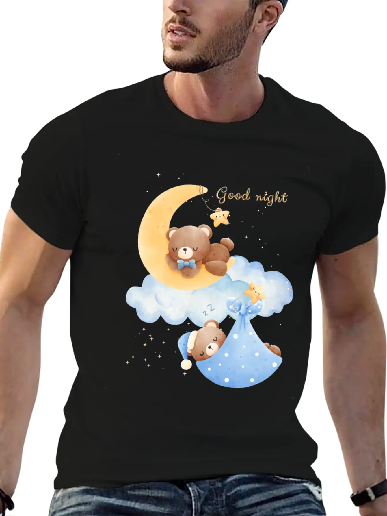 Good Night Bear Unisex Casual T-Shirt – Clean Design For Daily Comfort