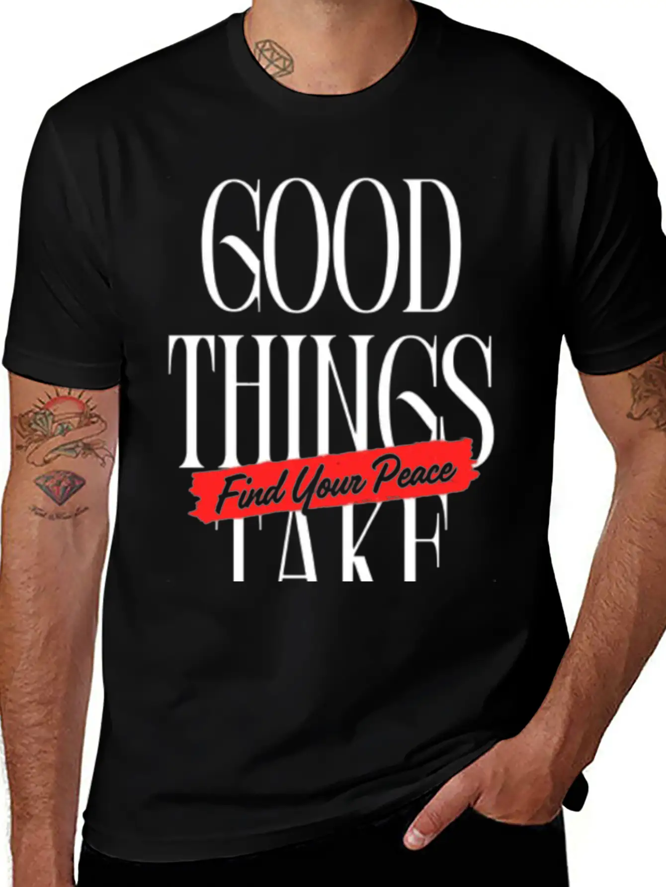 Good Things Take Time - Find Your Peace Breathable Soft Cotton T-Shirt – Timeless Casual Look