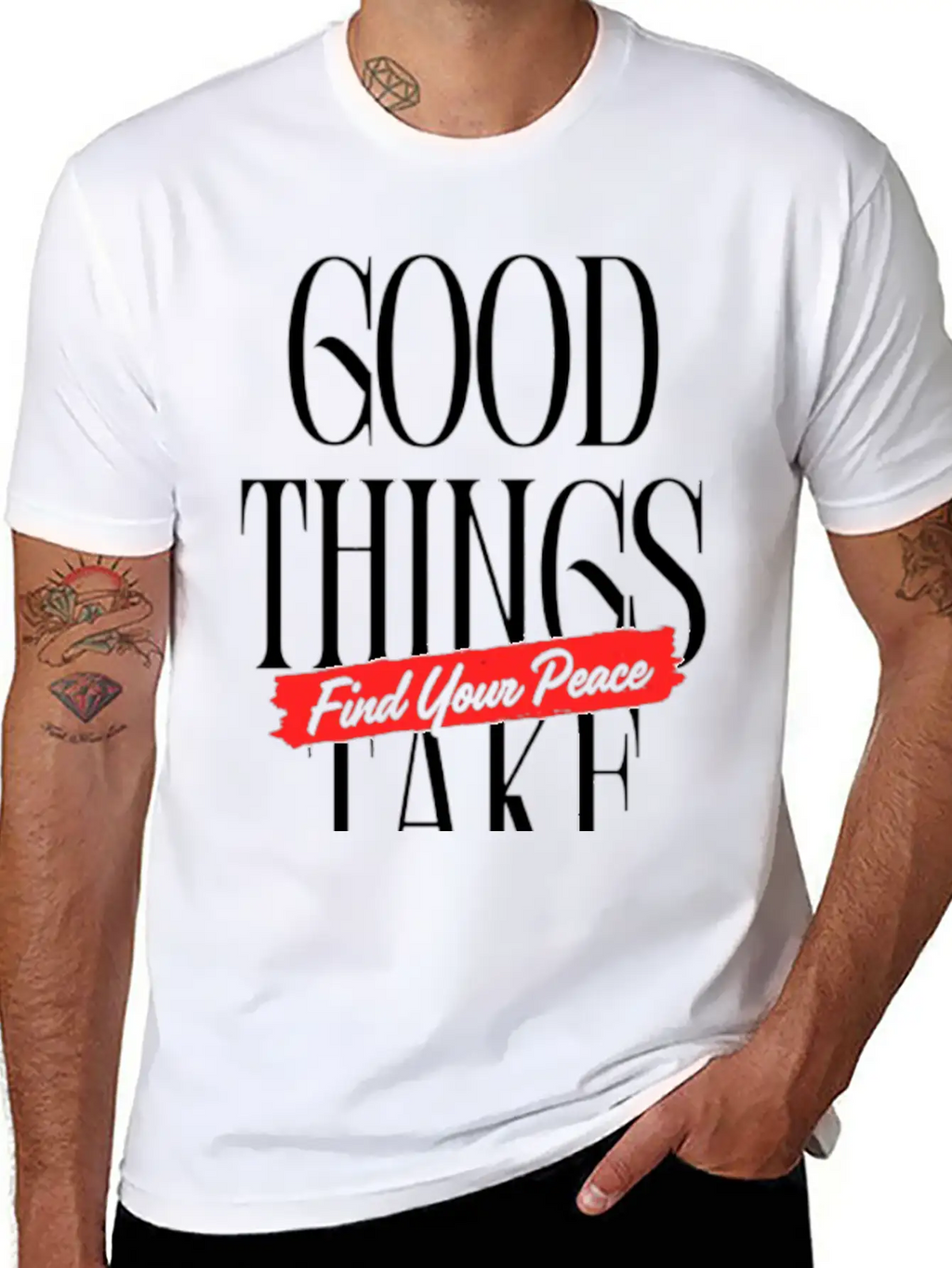 Good Things Take Time - Find Your Peace Breathable Soft Cotton T-Shirt – Timeless Casual Look