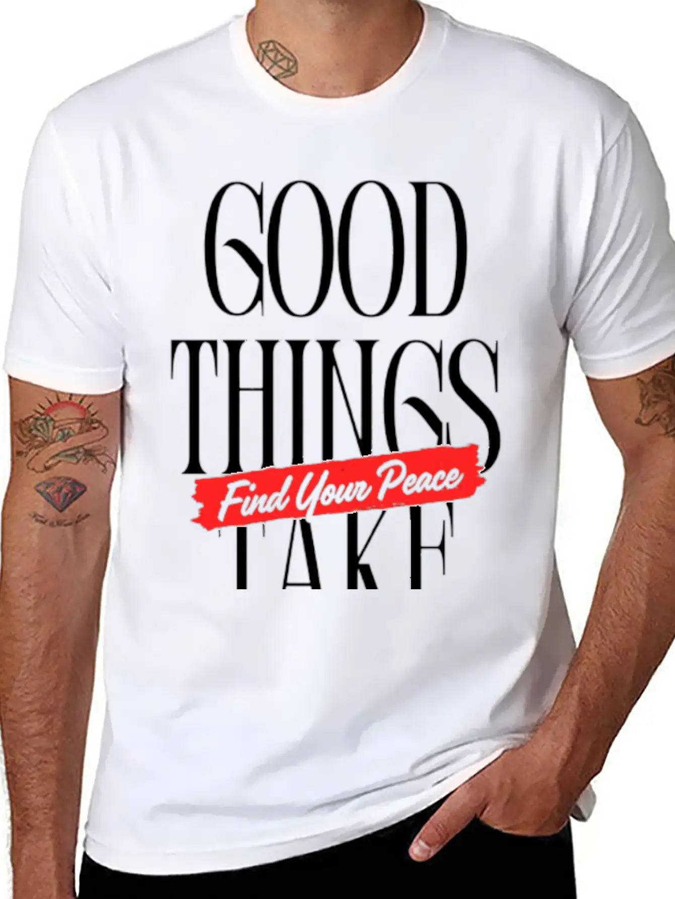 Good Things Take Time - Find Your Peace Breathable Soft Cotton T-Shirt – Timeless Casual Look