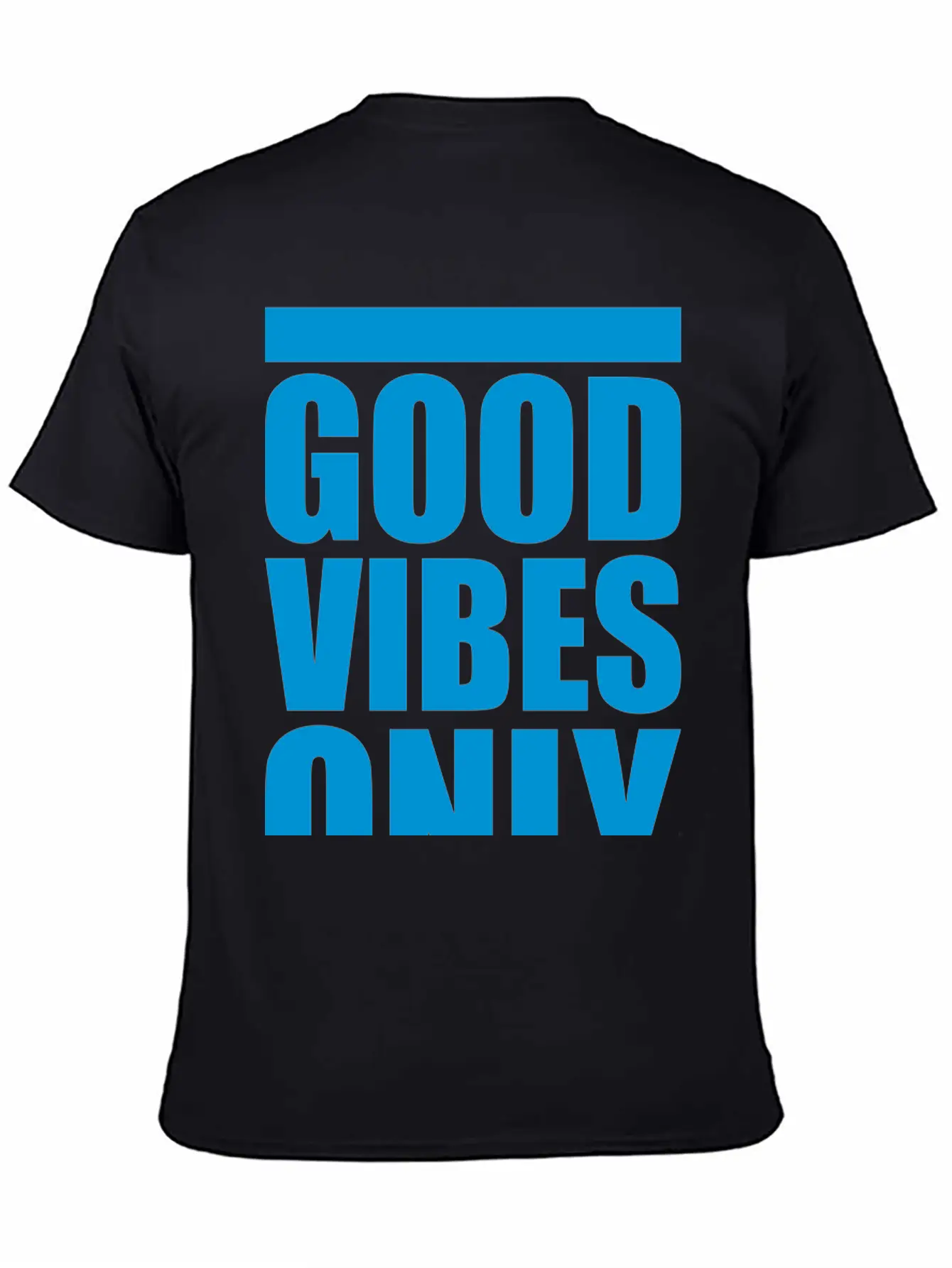 Good Vibes Only Blue Bars Logo Good Mood Fun Joy B Breathable Soft Cotton T-Shirt – Timeless Casual Look