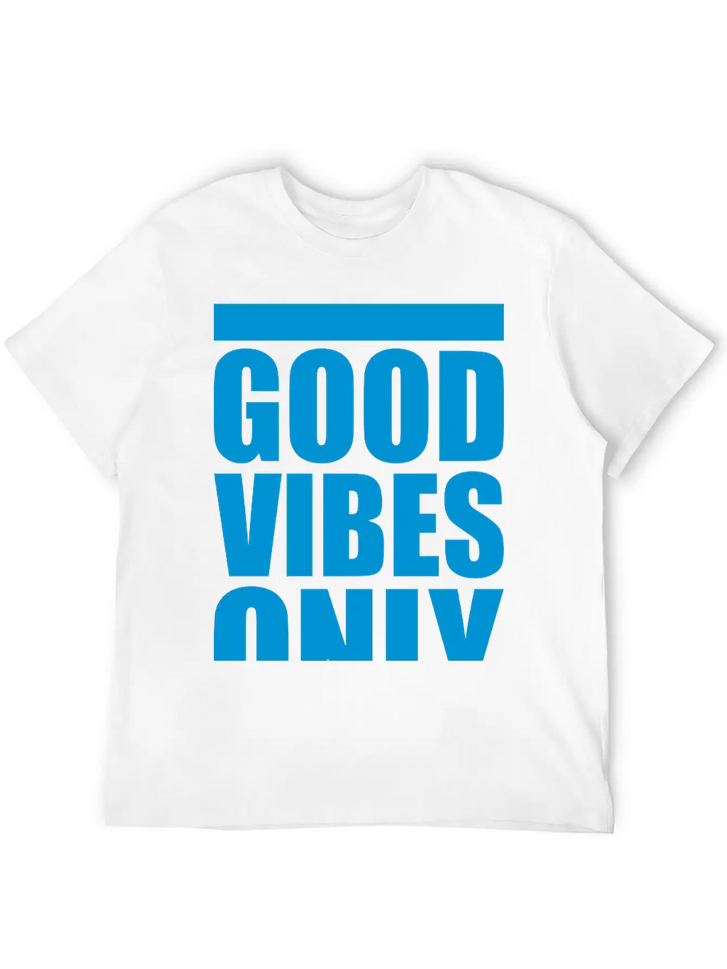 Good Vibes Only Blue Bars Logo Good Mood Fun Joy B Breathable Soft Cotton T-Shirt – Timeless Casual Look