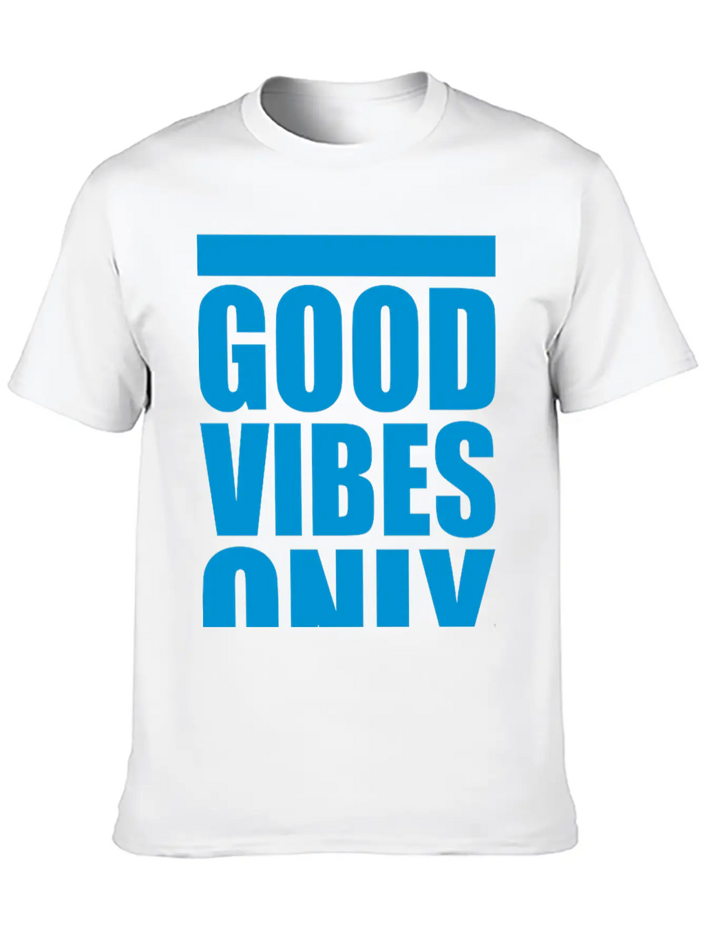 Good Vibes Only Blue Bars Logo Good Mood Fun Joy B Breathable Soft Cotton T-Shirt – Timeless Casual Look