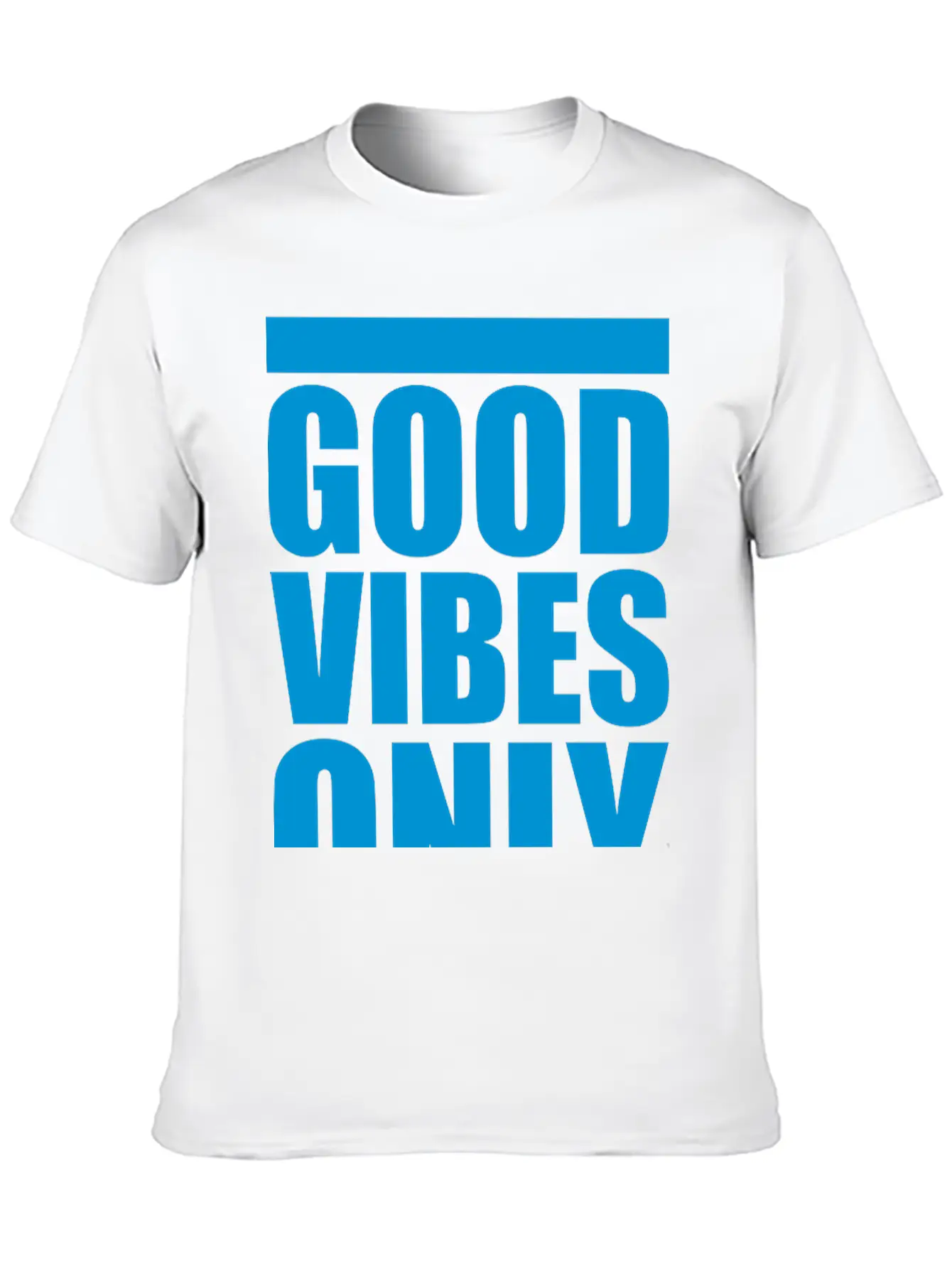 Good Vibes Only Blue Bars Logo Good Mood Fun Joy B Breathable Soft Cotton T-Shirt – Timeless Casual Look