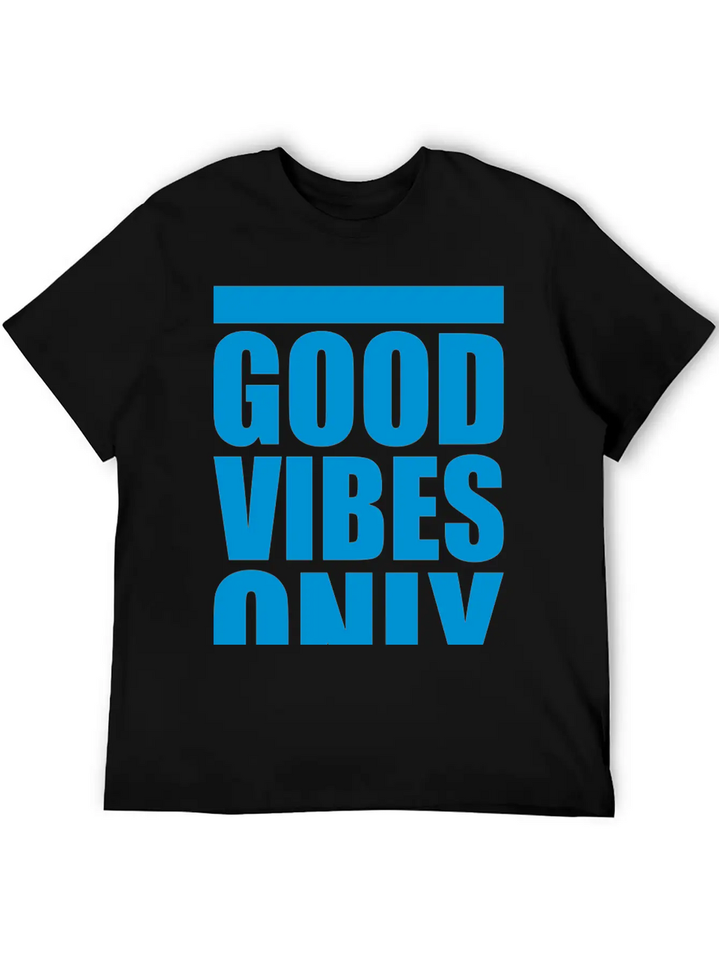 Good Vibes Only Blue Bars Logo Good Mood Fun Joy B Breathable Soft Cotton T-Shirt – Timeless Casual Look