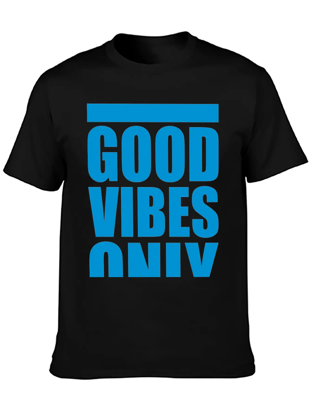 Good Vibes Only Blue Bars Logo Good Mood Fun Joy B Breathable Soft Cotton T-Shirt – Timeless Casual Look