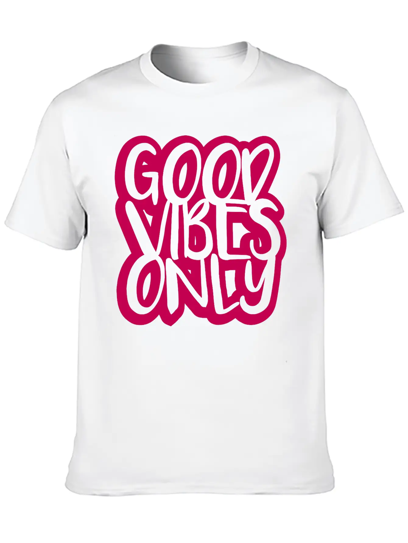 Good Vibes Only Logo Pink Text Mood Positive Attit Breathable Soft Cotton T-Shirt – Timeless Casual Look