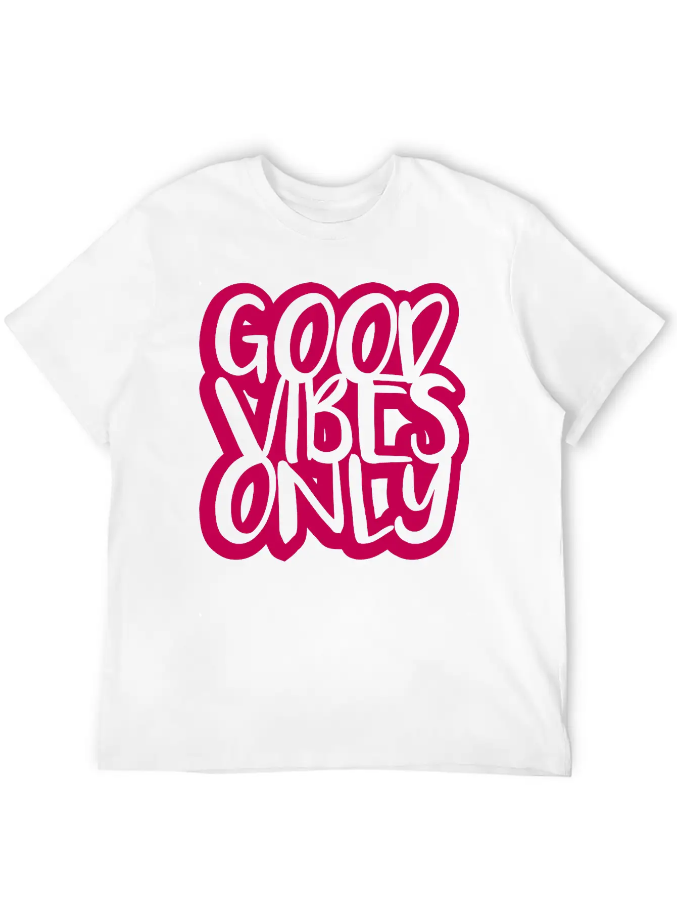 Good Vibes Only Logo Pink Text Mood Positive Attit Breathable Soft Cotton T-Shirt – Timeless Casual Look