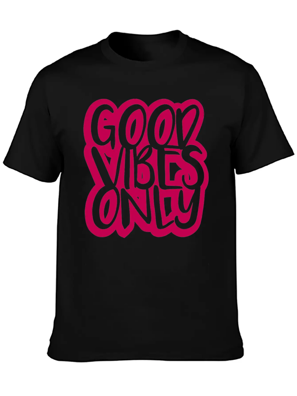 Good Vibes Only Logo Pink Text Mood Positive Attit Breathable Soft Cotton T-Shirt – Timeless Casual Look