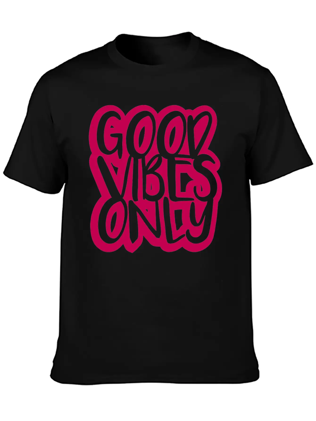 Good Vibes Only Logo Pink Text Mood Positive Attit Breathable Soft Cotton T-Shirt – Timeless Casual Look