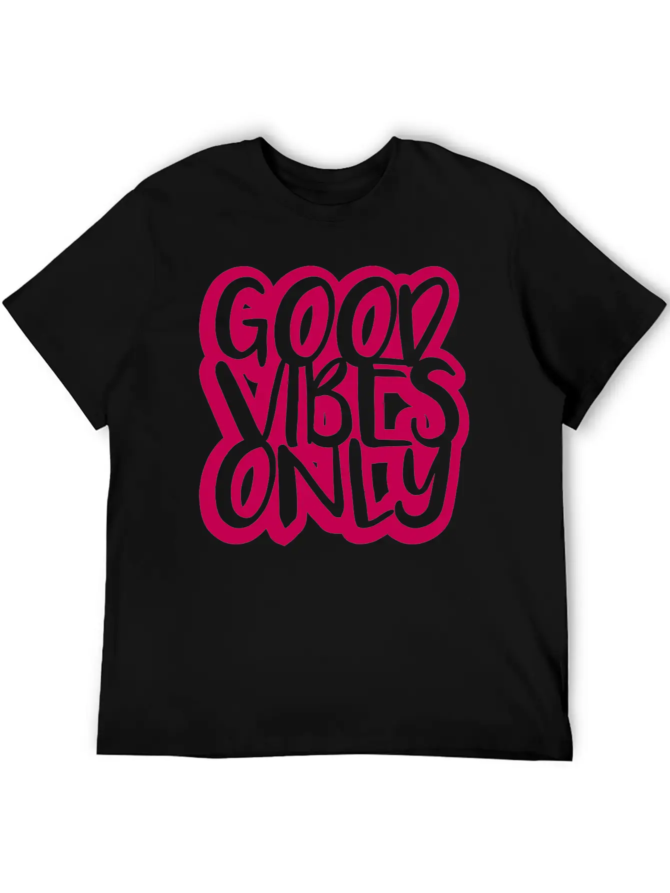 Good Vibes Only Logo Pink Text Mood Positive Attit Breathable Soft Cotton T-Shirt – Timeless Casual Look