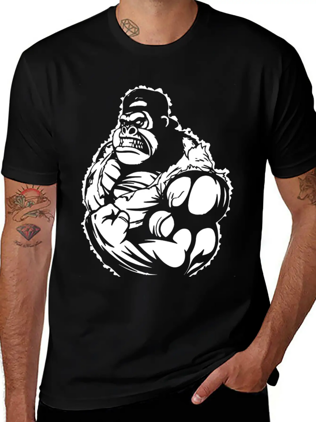 Gorilla Flexing Workout Unisex Casual T-Shirt – Clean Design For Daily Comfort
