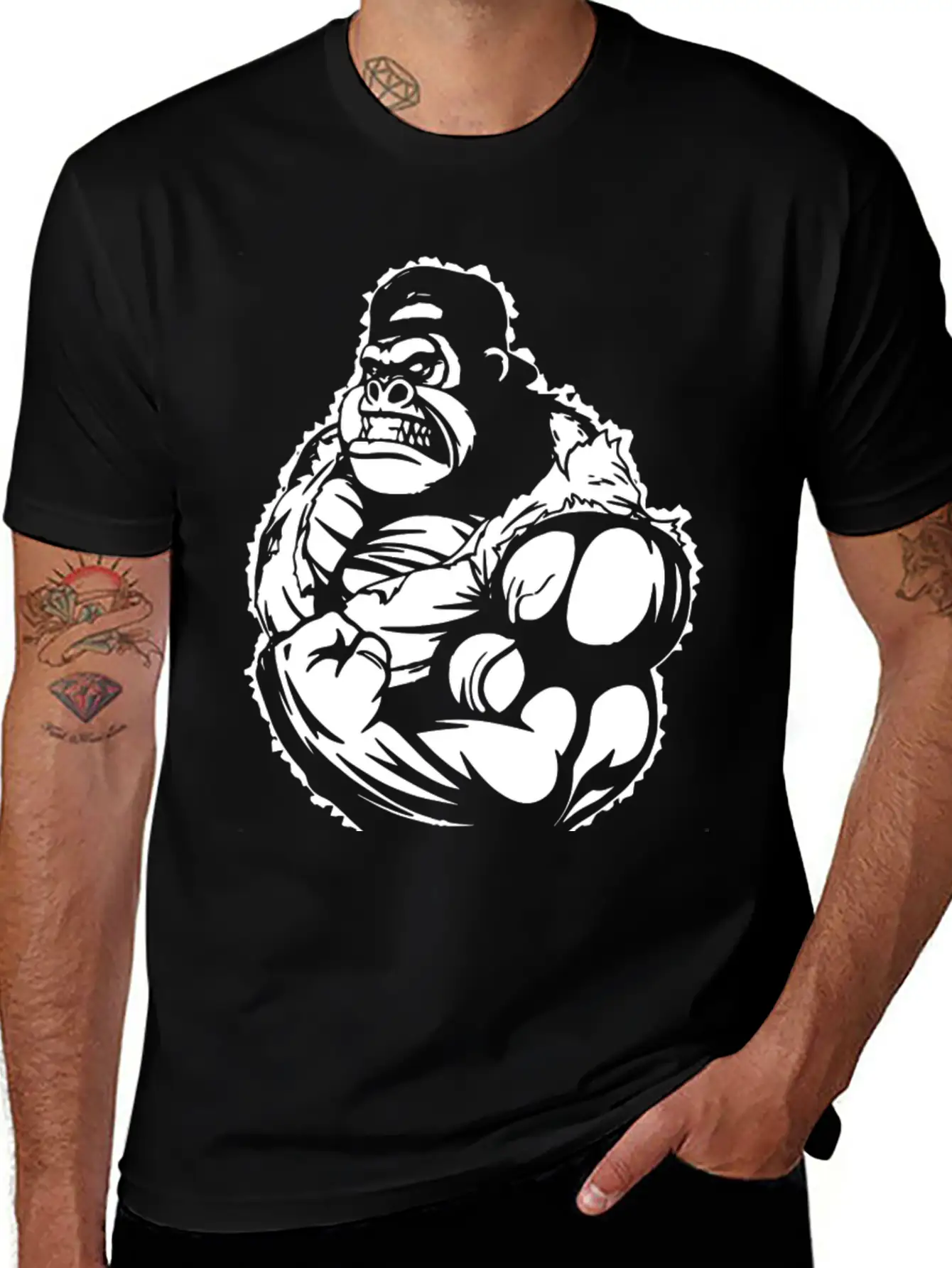 Gorilla Flexing Workout Unisex Casual T-Shirt – Clean Design For Daily Comfort